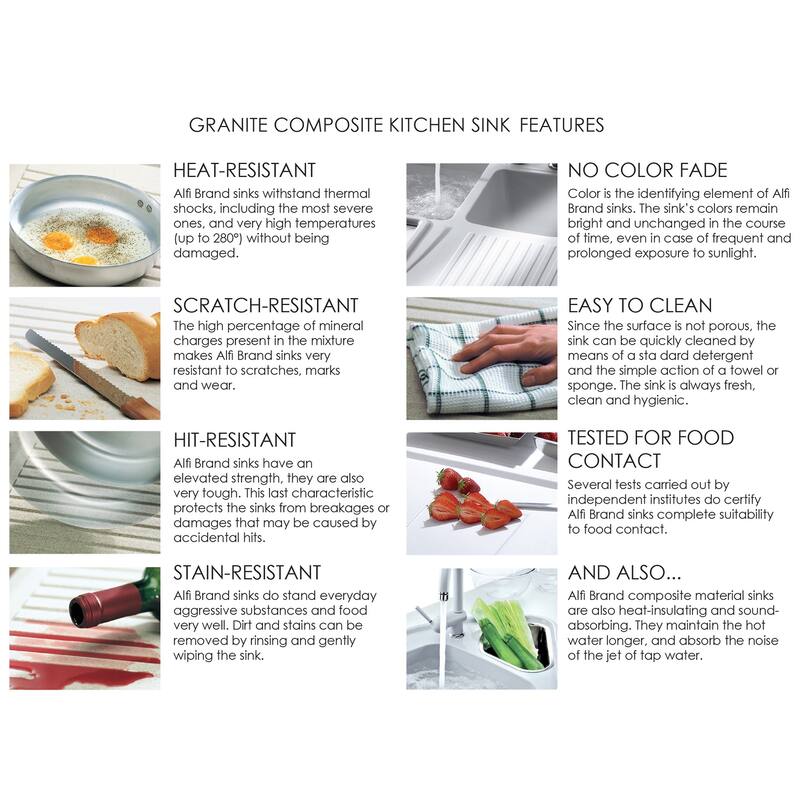 Titanium 34" Single Bowl Granite Composite Kitchen Sink with Drainboard